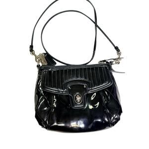 COACH Poppy Black Patent Leather Adjustable Strap Crossbody Bag